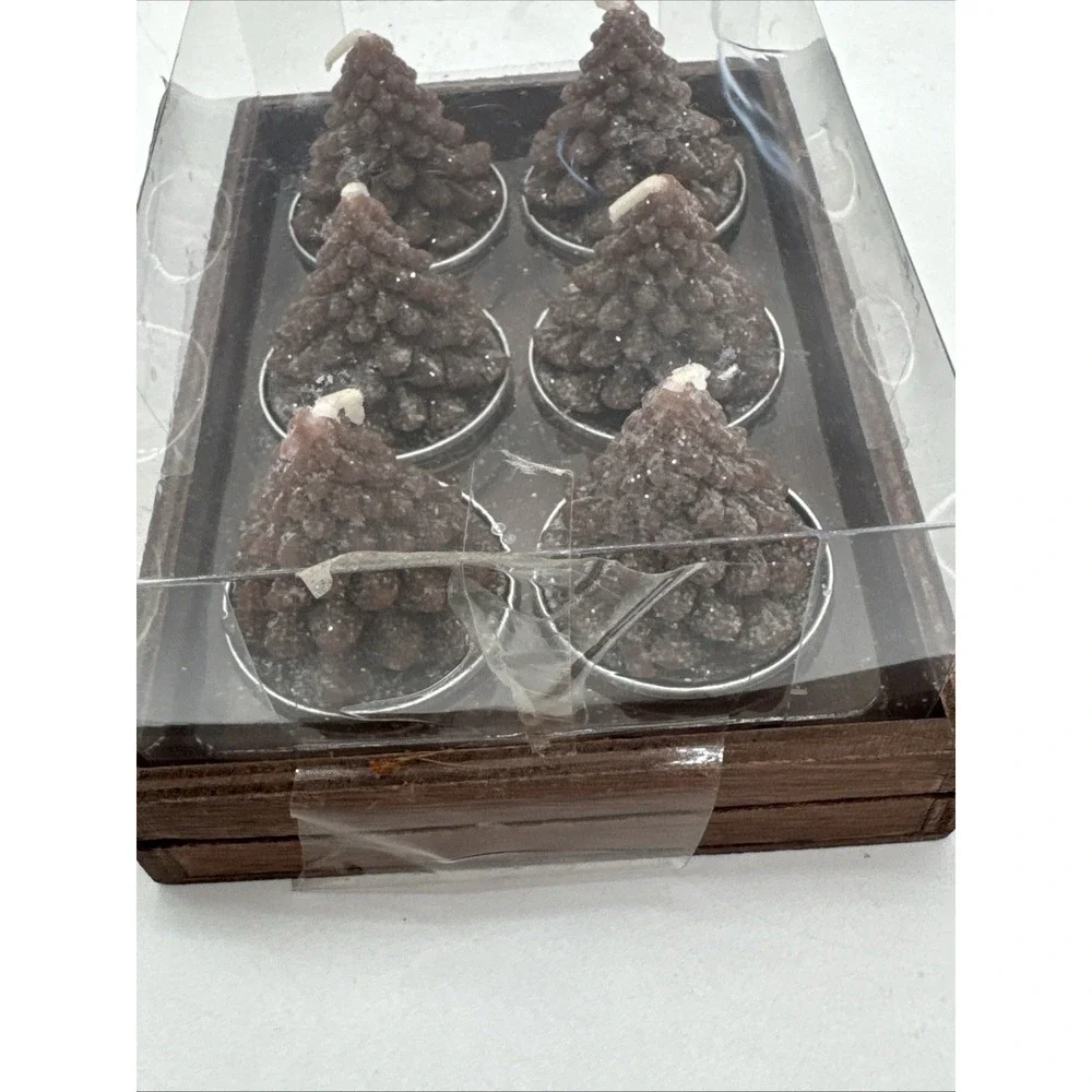Christmas Tea light Candles - Brown Frosted Candles - Unused 6 Pack
